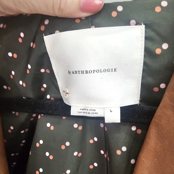 🏵 Anthropologie Cognac Brown Vegan Leather Hayden Jacket - Picture 2 of 3